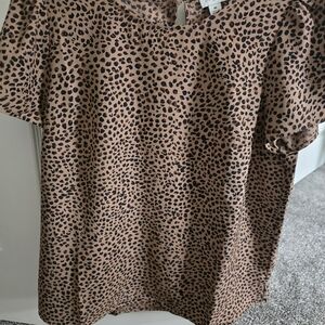 J. Crew Brown Animal Print Blouse
